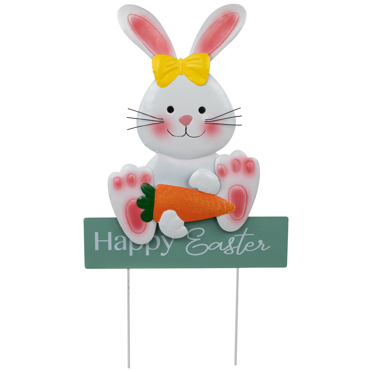 18.75" Bunny with Carrot Happy Easter Outdoor Garden Stake